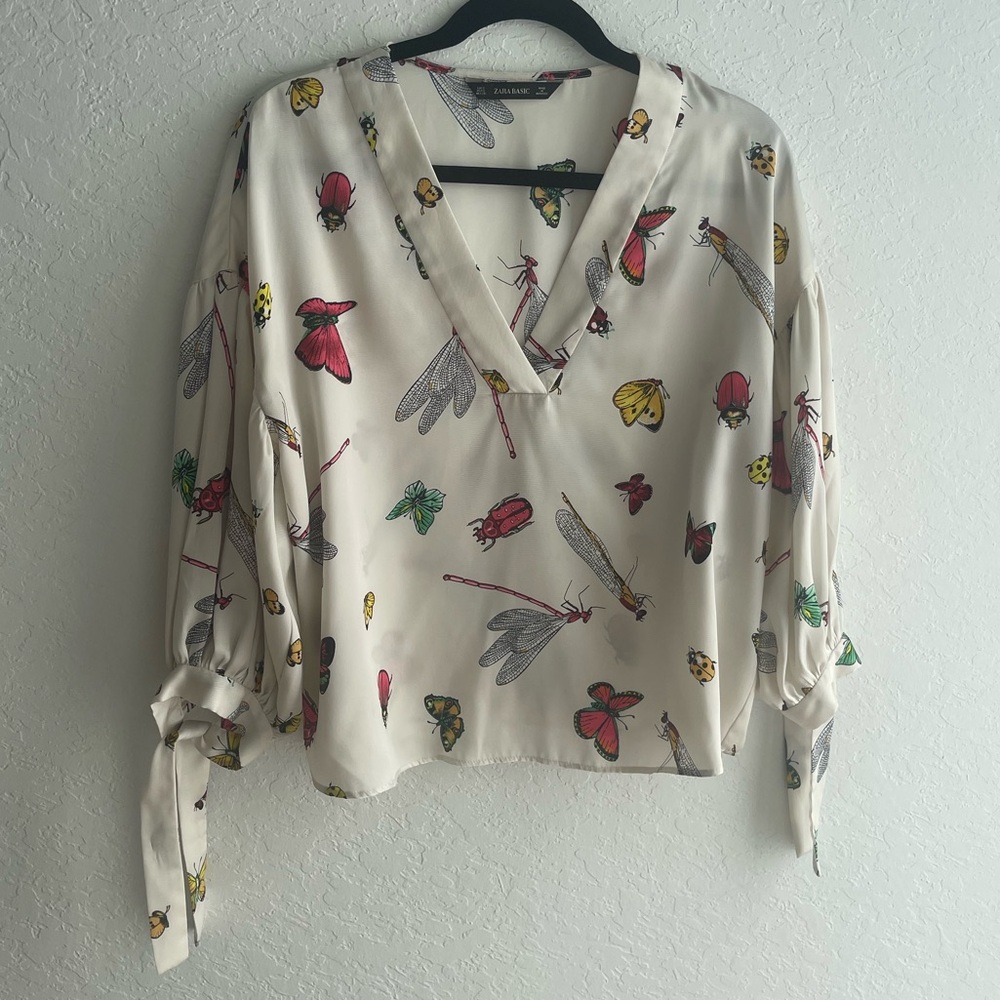 Zara Women's Butterfly Print Blouse Sz S